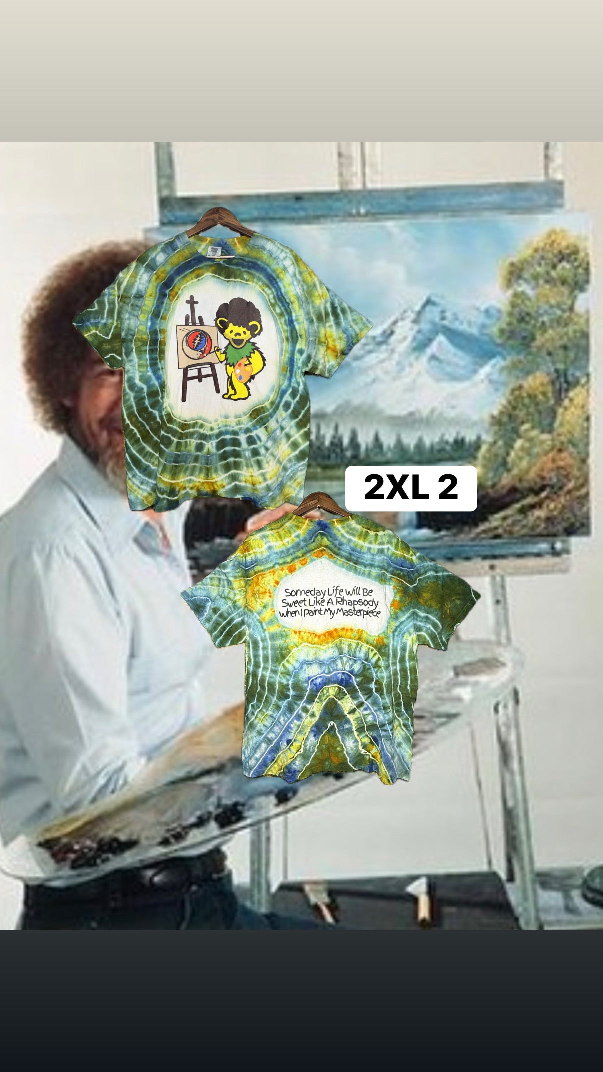 Bob Ross Bear Ice Dye Shirt