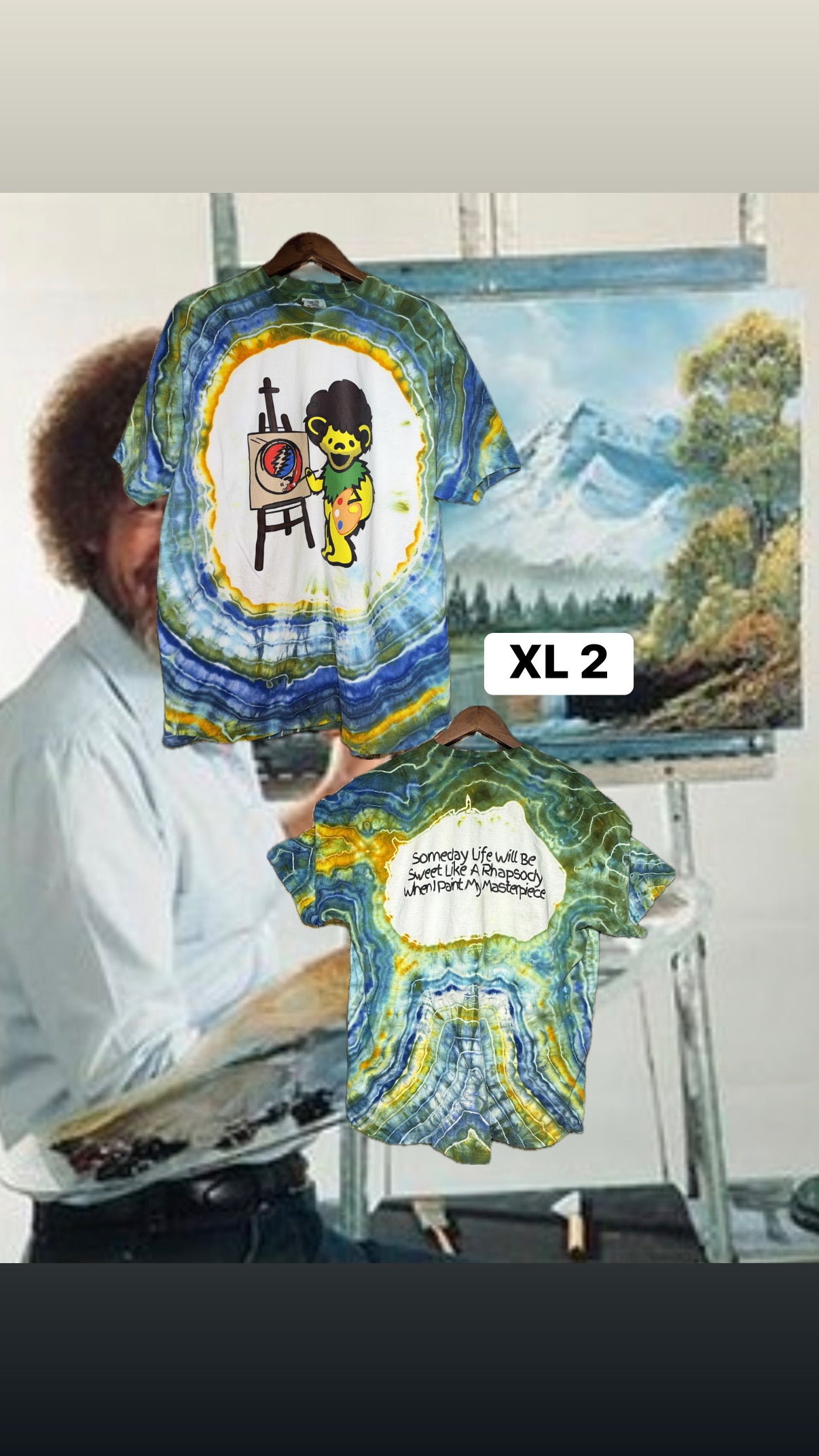 Bob Ross Bear Ice Dye Shirt