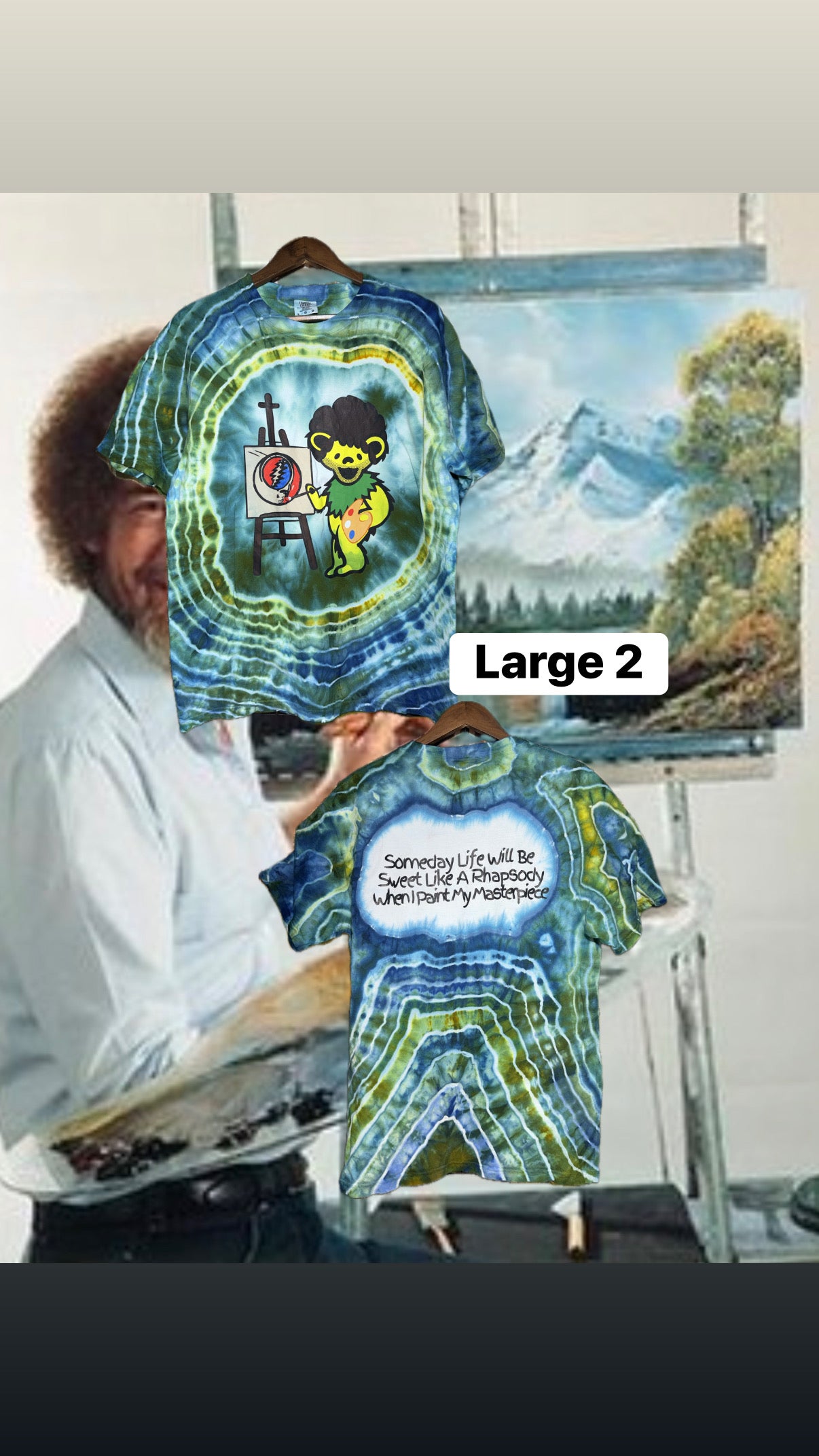 Bob Ross Bear Ice Dye Shirt